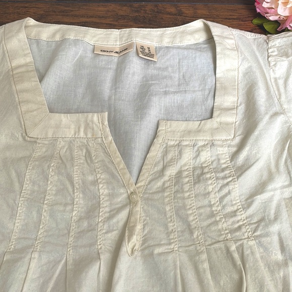 DKNY Pretty shimmer detail short sleeve top - Picture 2 of 5